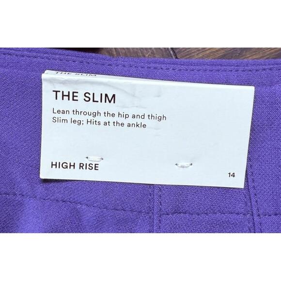 NWT Ann‎ Taylor The Slim High Rise Womens Stretch Ultra Violet Pants Trousers 14 - Picture 7 of 8